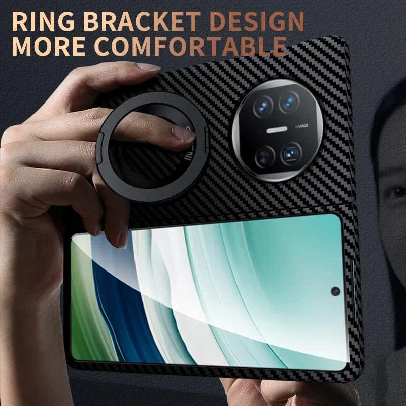 For Huawei Mate X5 X3 Magsafe Case Ultra Thin Carbon Fiber Wireless Charging Ring Magnetic Matte Shockproof Hard Cover Accessory