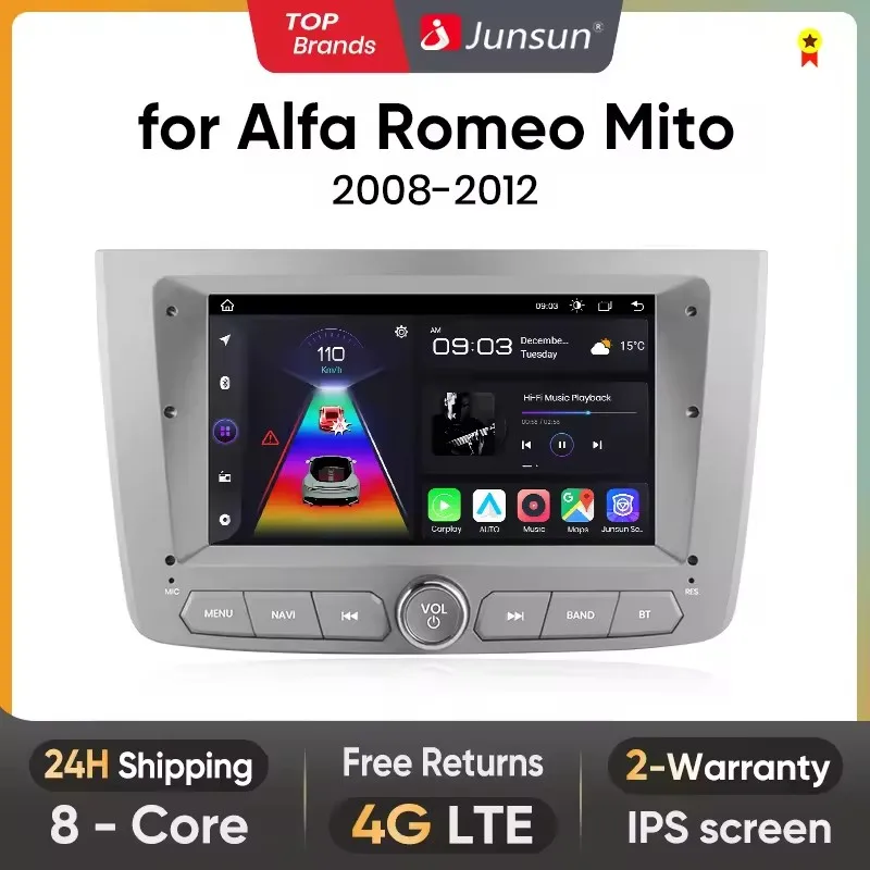Autoradio Junsun avec CarPlay et Android Auto sans fil pour Alfa Romeo Mito 2008 2009 2011 2012-2016, systèmes intelligents GPS, système multimédia stéréo avec ventilateur de refroidissement intégré, GPS, SWC, 4G, WIFI, RDS, FM, DSP, BT 1 Autoradio Junsun avec CarPlay et Android Auto sans fil pour Alfa Romeo Mito 2008 2009 2011 2012-2016, systèmes intelligents GPS, système multimédia stéréo avec ventilateur de refroidissement intégré, GPS, SWC, 4G, WIFI, RDS, FM, DSP, BT 1