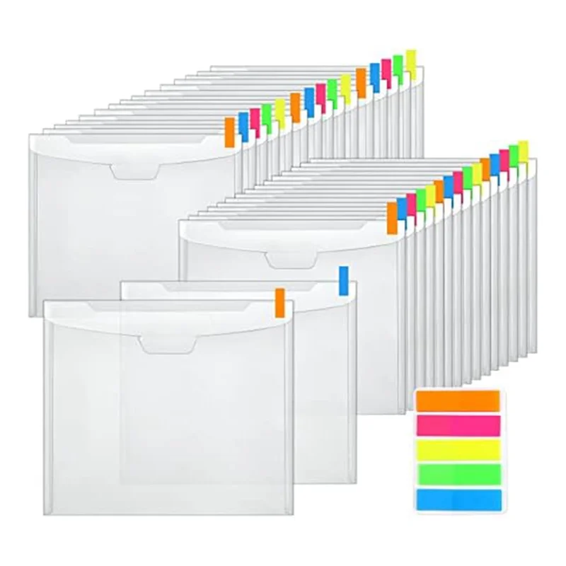 A42Z-36Pcs 버클 디자인으로 플라스틱 스크랩북 종이 보관, 12X12inch를 유지하기 위해 100개의 여러 가지 빛깔의 스티커 색인 탭 포함