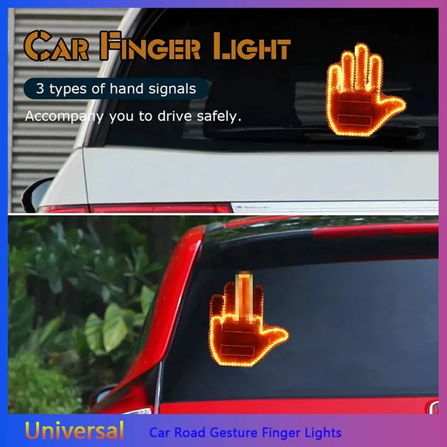 Car Finger Light With Remote Road Rage Signs Middle Gesture Hand Lamp  Sticker Glow Panel Universal Racing Window For Car SUV Van - AliExpress