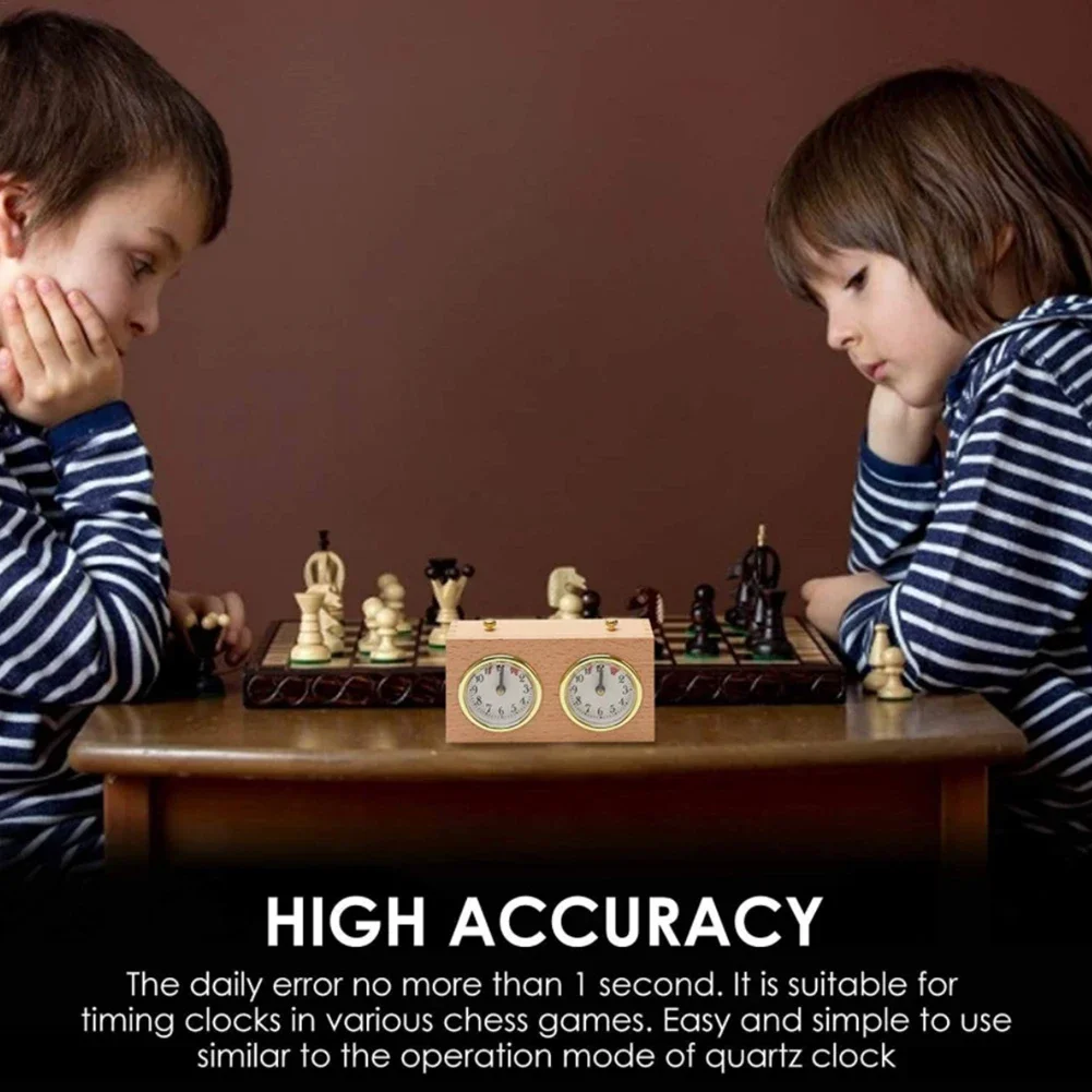 Wooden Board Game Countdown Timer Mechanical Digital Chess Game Stopwatch Clockwork Driven Retro for Tournament Competition