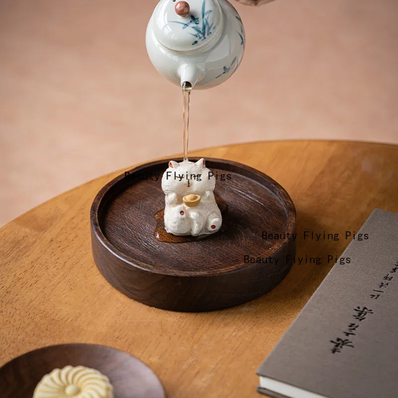 Yixing Semi Handmade Purple Clay Cute Cat Tea Pet Boutique Can Be Raised Creative Tea Play Small Ornaments Tea Set Accessories