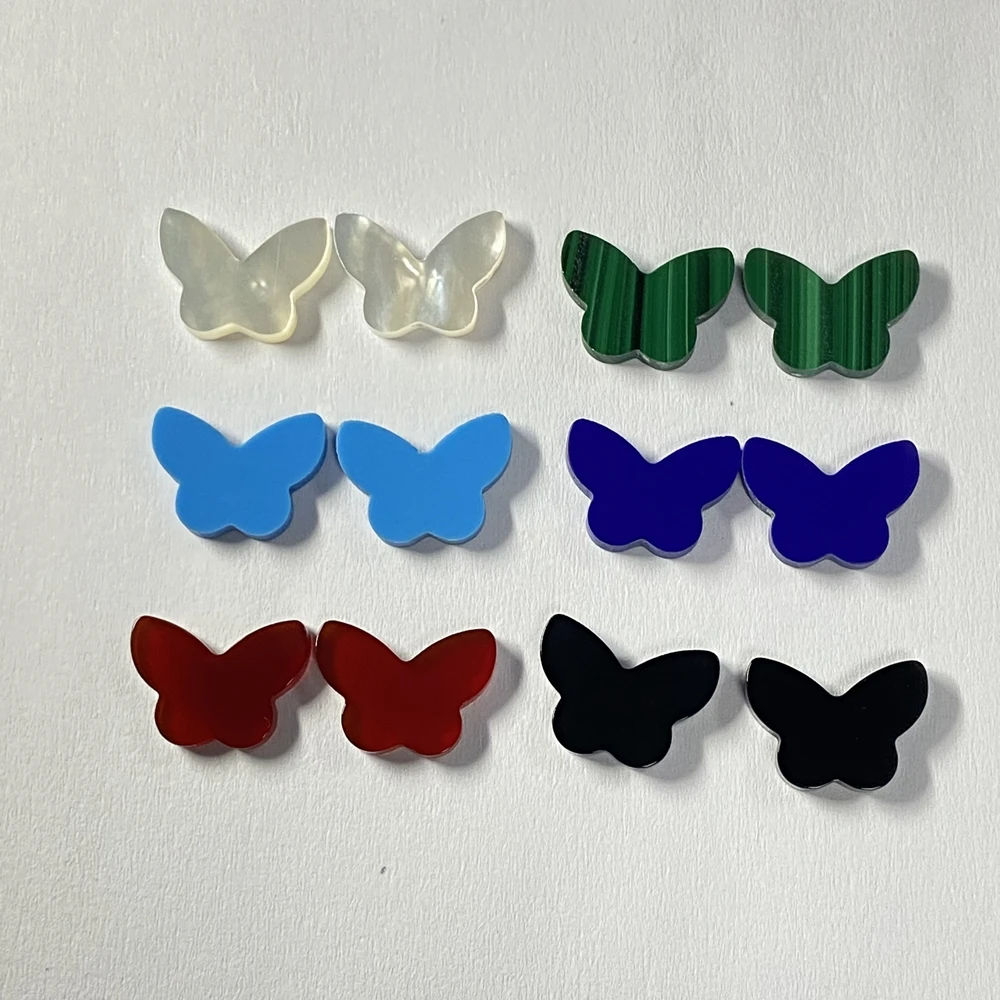 10 Pieces 9.6x13.2x2.2mm Mother Of Pearl Shell White Butterfly Gemstone For Pendant