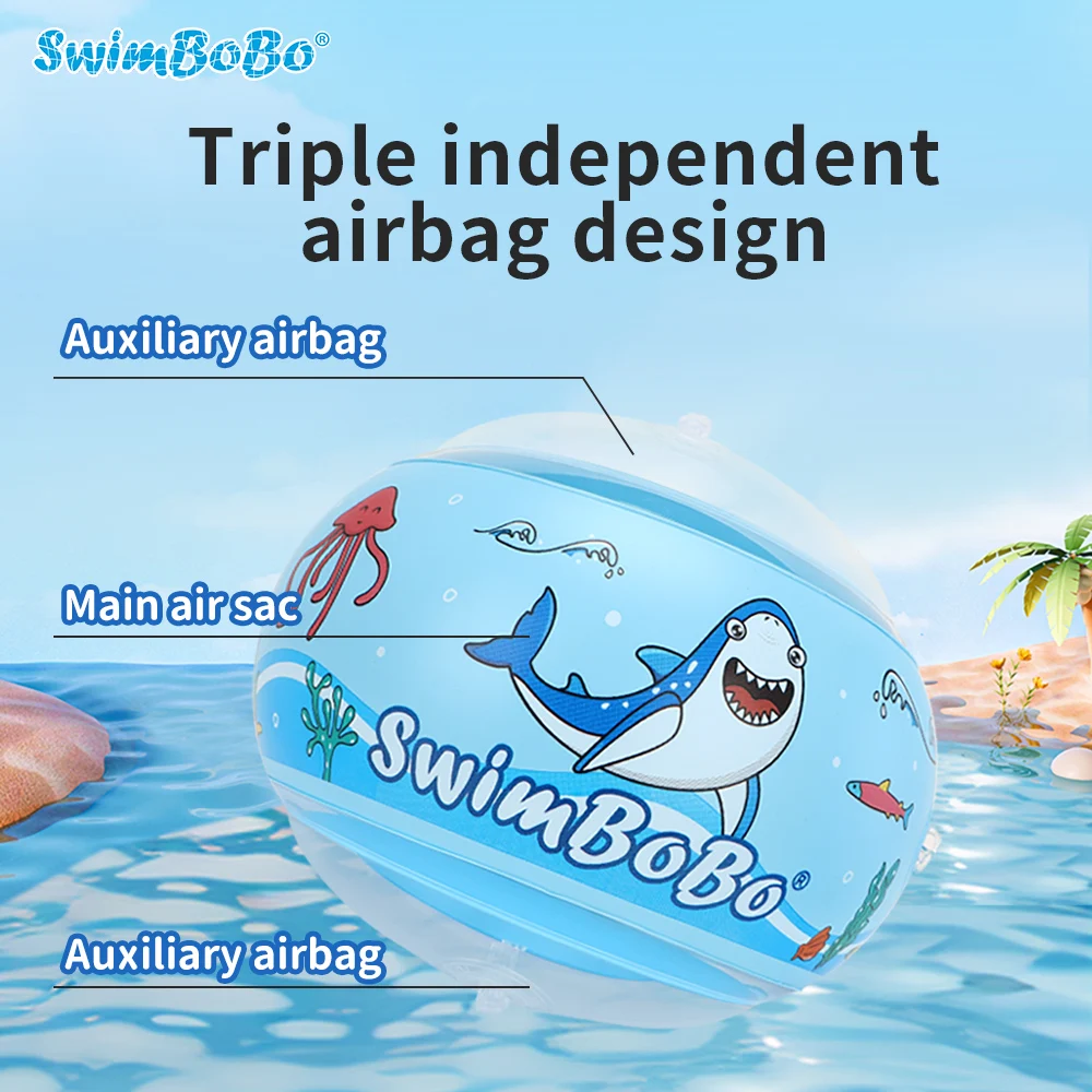 Swimbobo Summer Swim Adult Kids Boys And Girl Safe PVC Material Arm Float Armbands Inflatable Swimming Ring Water 3