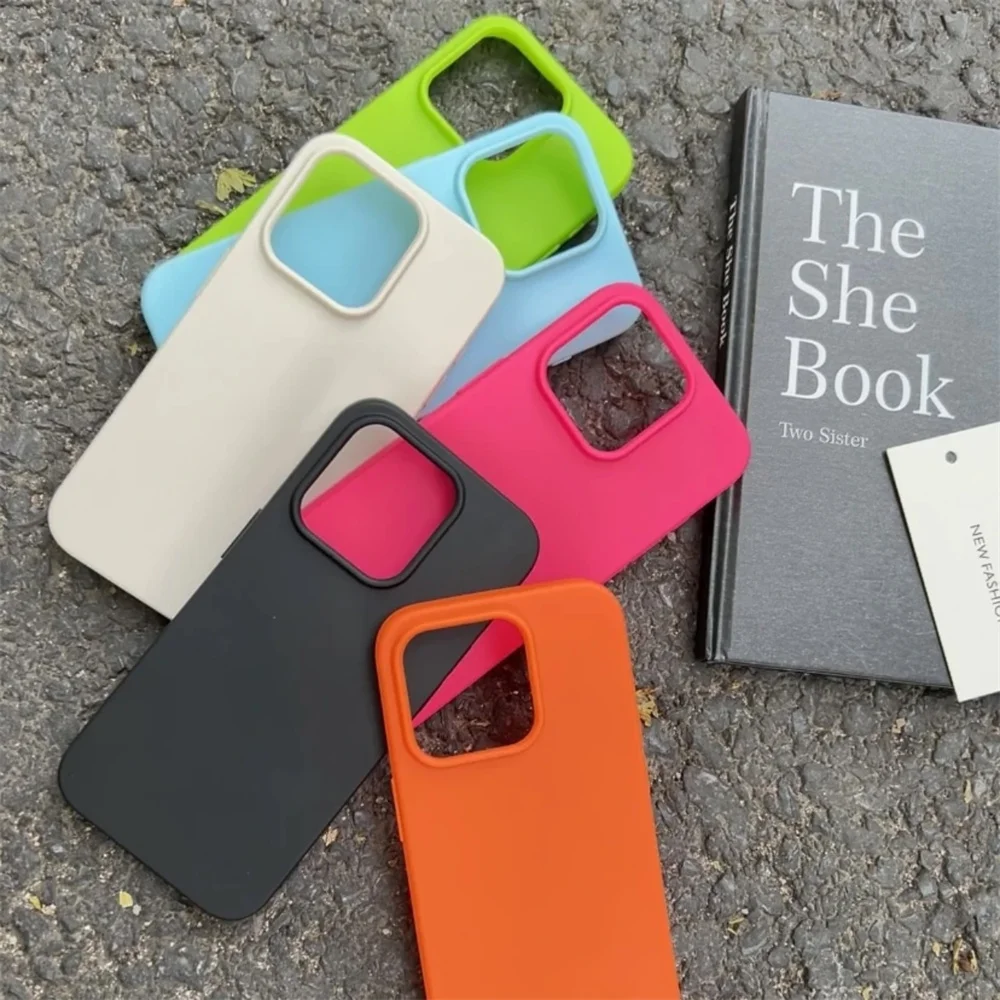 Ultra-thin Solid Colour Borderless Phone Case for iPhone 16 Pro Max 11 12 13 14 15 Pro Max Plus XR X XS Max Shockproof TPU Cover_voghion.com