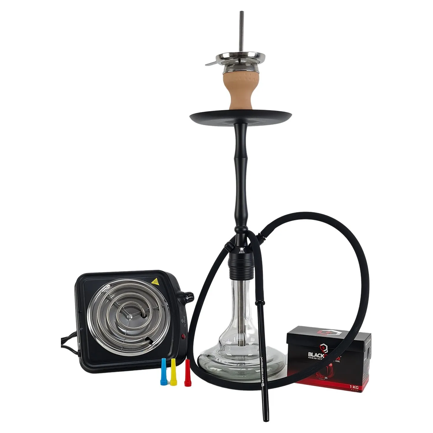 Pack shisha KAYA 480 Black + heater + Plate lights charcoal system