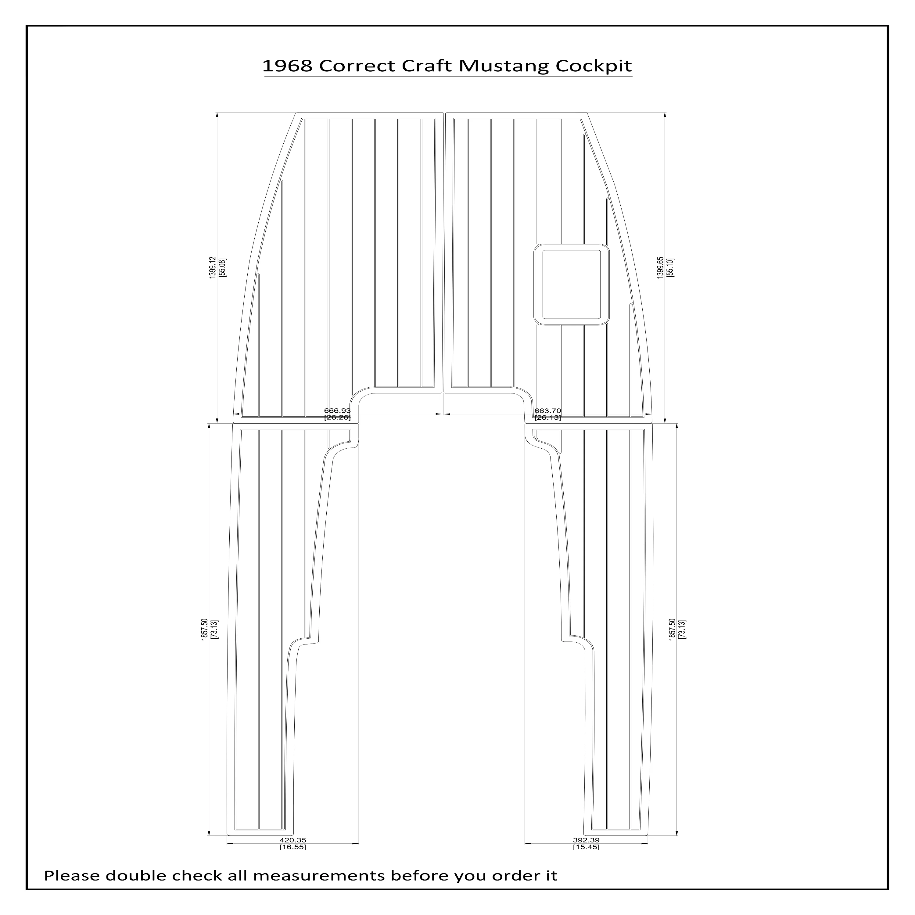 

1968 Correct Craft Mustang Cockpit Boat EVA Faux Teak Deck Floor Pad