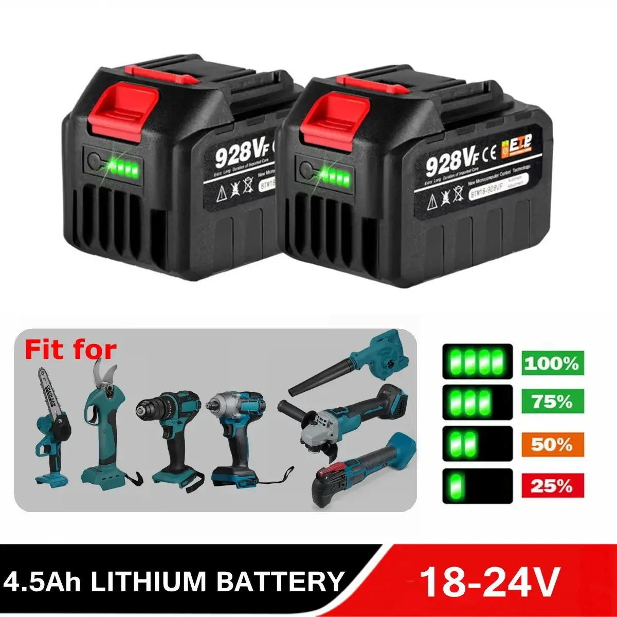 Makita BL1830 BL1840 BL1850 전동 공구 배터리 용 배터리 표시기가있는 18V 20V 21V 4500mAh 충전식 리튬 이온 배터리