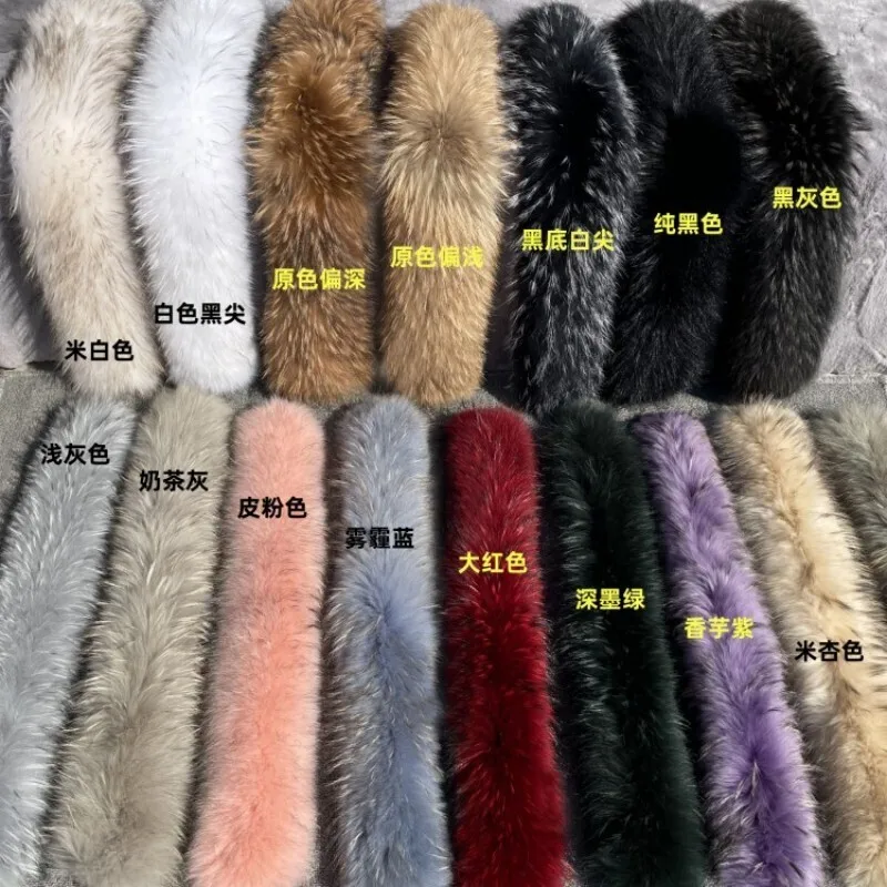 Women Natural Raccoon Fur Collar Neck Keep Warm Red Scarf Winter Coat Luxury Fox Scarves Decorate Fashion Designer Scarfs Female 5