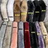 Women Natural Raccoon Fur Collar Neck Keep Warm Red Scarf Winter Coat Luxury Fox Scarves Decorate Fashion Designer Scarfs Female 5