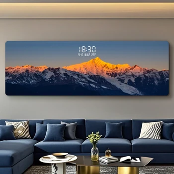 2025 Pittura decorativa premium per soggiorno con orologio, pannello orizzontale moderno e minimalista per divano, sfondo da parete