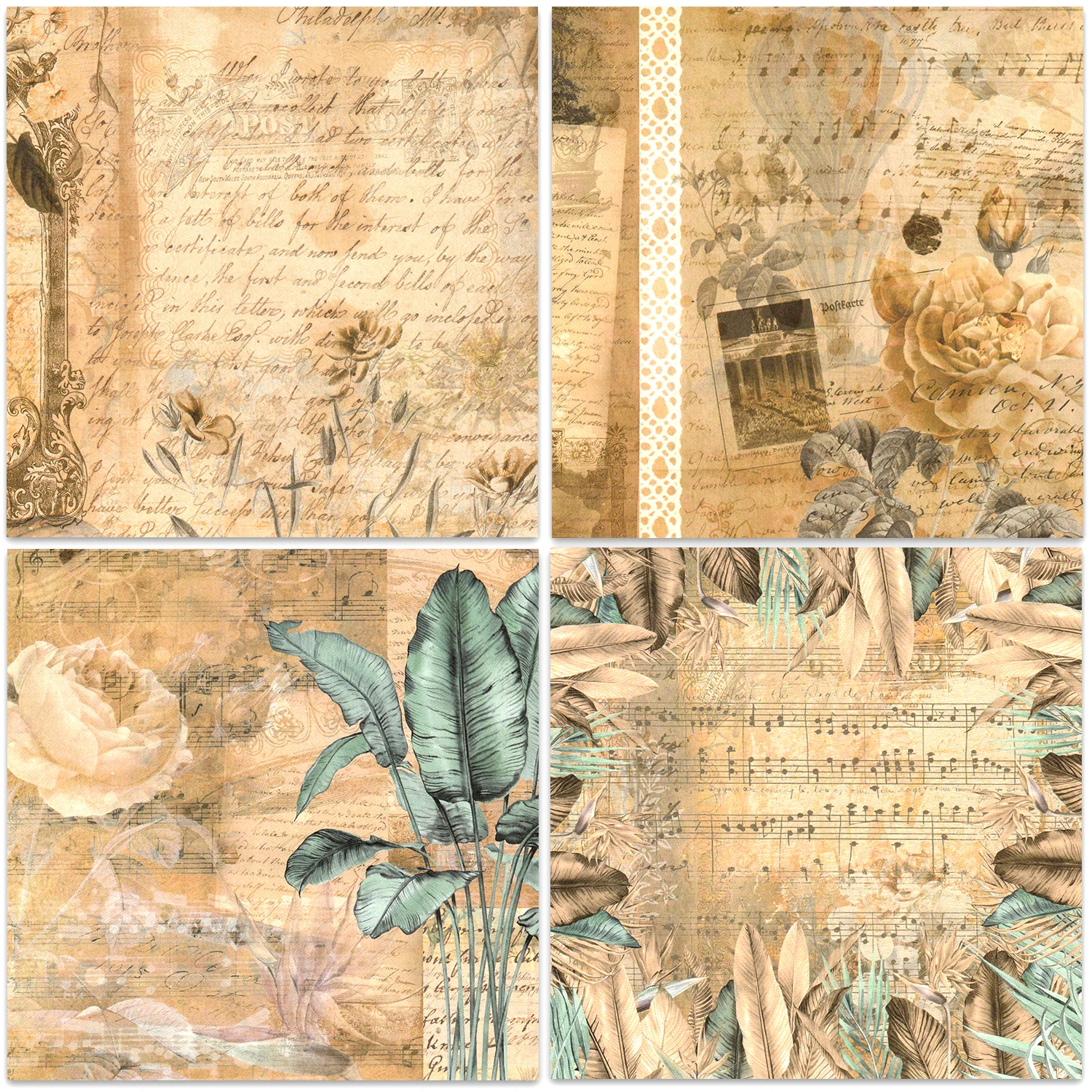 24 Sheets  30x30 cm Craft Scrapbooking Paper Pad Watercolored Single-Side Printing Junk Journal Cardstock Supplies for Card - 4