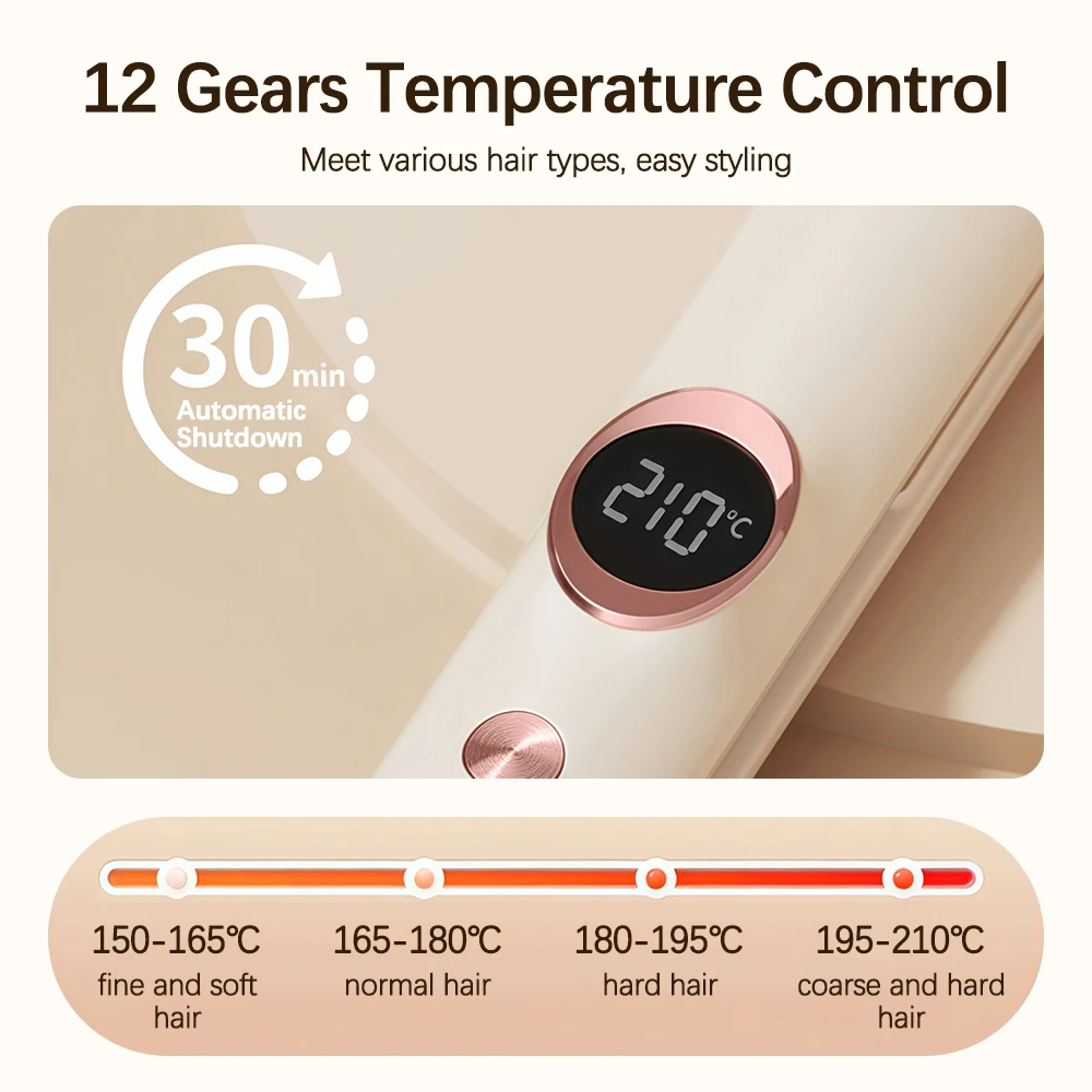 Mini Hair Flat Iron 2 in 1 Hair Straightener and Curler Portable 12 Adjustable Heating Constant Temperature