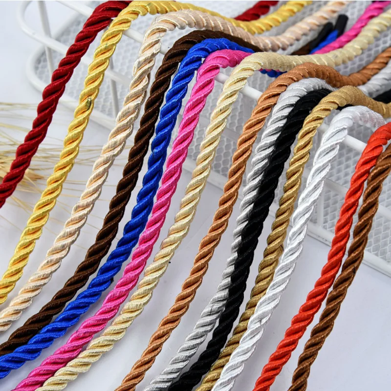 Polyester Rope 10 Meters/Lot 3/4/5mm 3 Strands Polyester Rope For Costume Jewelry Gift Box Decoration DIY Handmade Home Textile Decoration