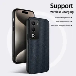 Soft Silicone Carbon Fiber Magnetic Protective Back Cover for Redmi 15 5G 169.5mm (Blue)