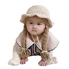 2-4 Years Old Children Girls Fashion Knitted Hat Cute Wig Big Braid Baby Girls Winter Thermal Princess Hats 1