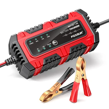 6V 12V 1.5A Car Battery Charger Smart Charger Moto Battery Charger Car and Motorcycle Battery Charging Unit for Car Truck Boat 1