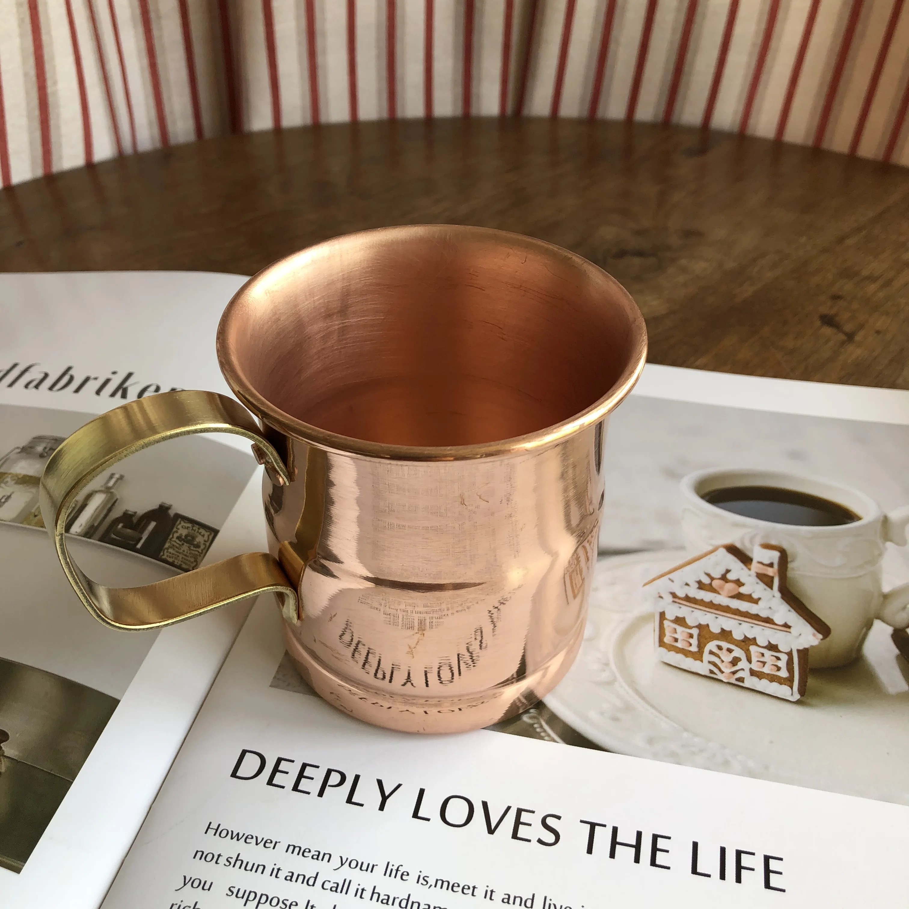 Pure Copper Cup Mug Moscow Mule Milk Beer Cups Handcrafted Drinkware Tableware