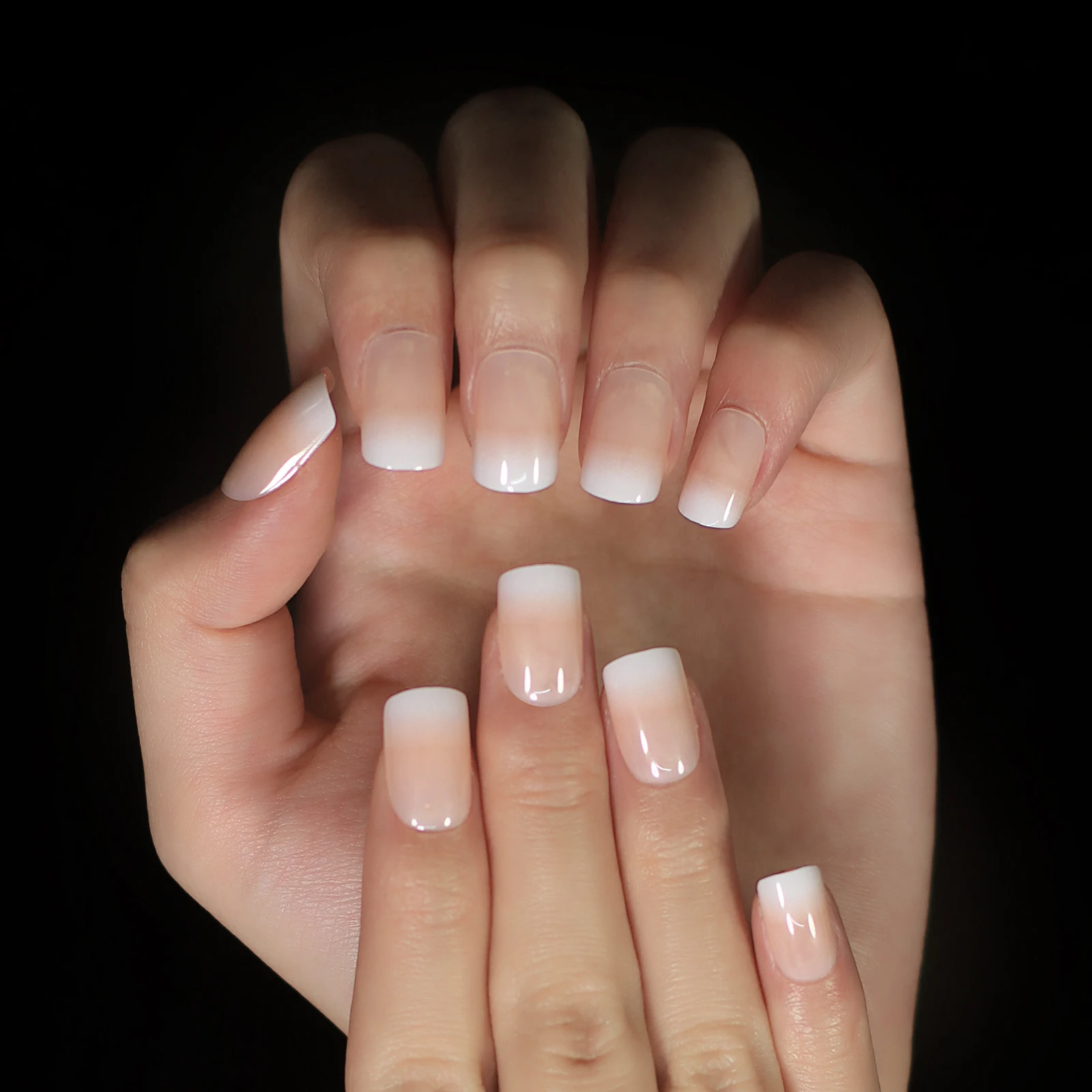 French Kiss | Press-On Nails | Square | Short | White | French Tip Gem -  Volt Pop Nails