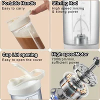 Mug auto-mélangeur électrique, bouteille shaker pour protéines en poudre et milkshake, tasse shaker rechargeable par USB avec échelle graduée, tasse à eau de 15 oz, sans BPA 5