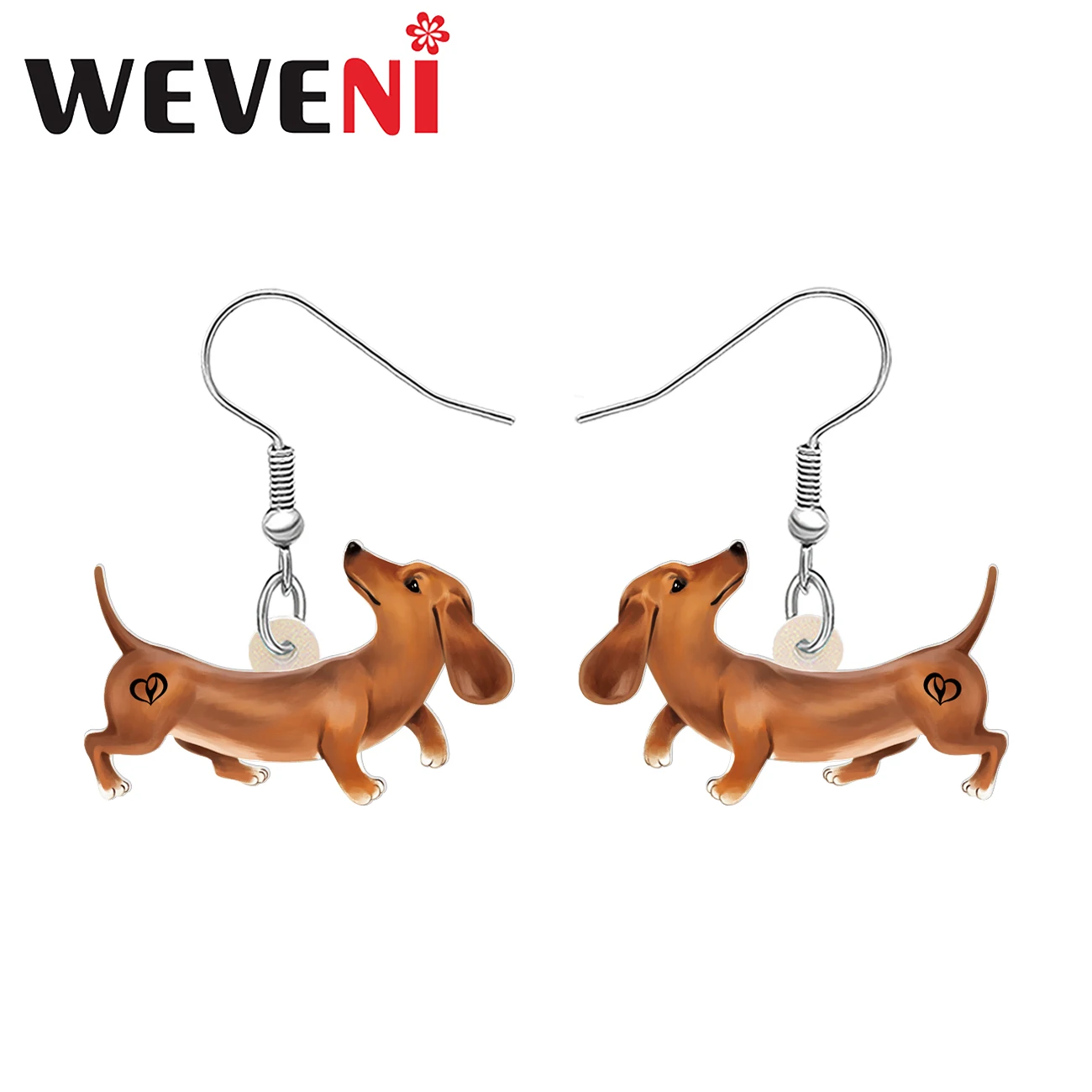 

WEVENI Acrylic Funny Dachshund Dog Puppy Earrings Drop Dangle Trendy Jewelry For Women Girls Teens Charms Pets Gifts Accessories