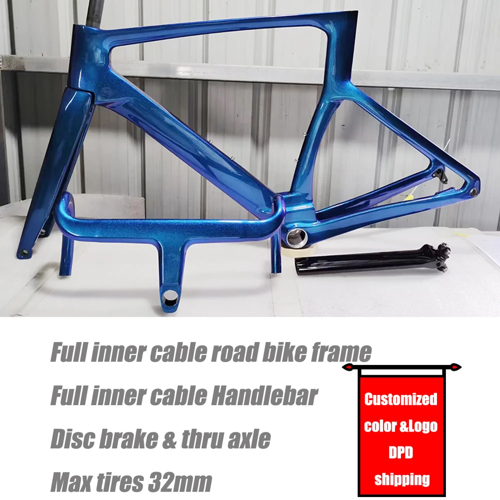 Carbon Road Bike Frame Disc Brake Full Inner Cable Coustomized Color Bicycle Frameset