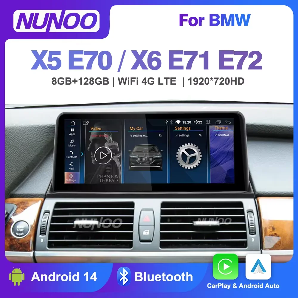 Android 14 Car Radio CarPlay Screen For BMW X5 E70 X6 E71 E72 2006-2013 GPS Car Multimedia Player Navigation Stereo MP4 WiFi