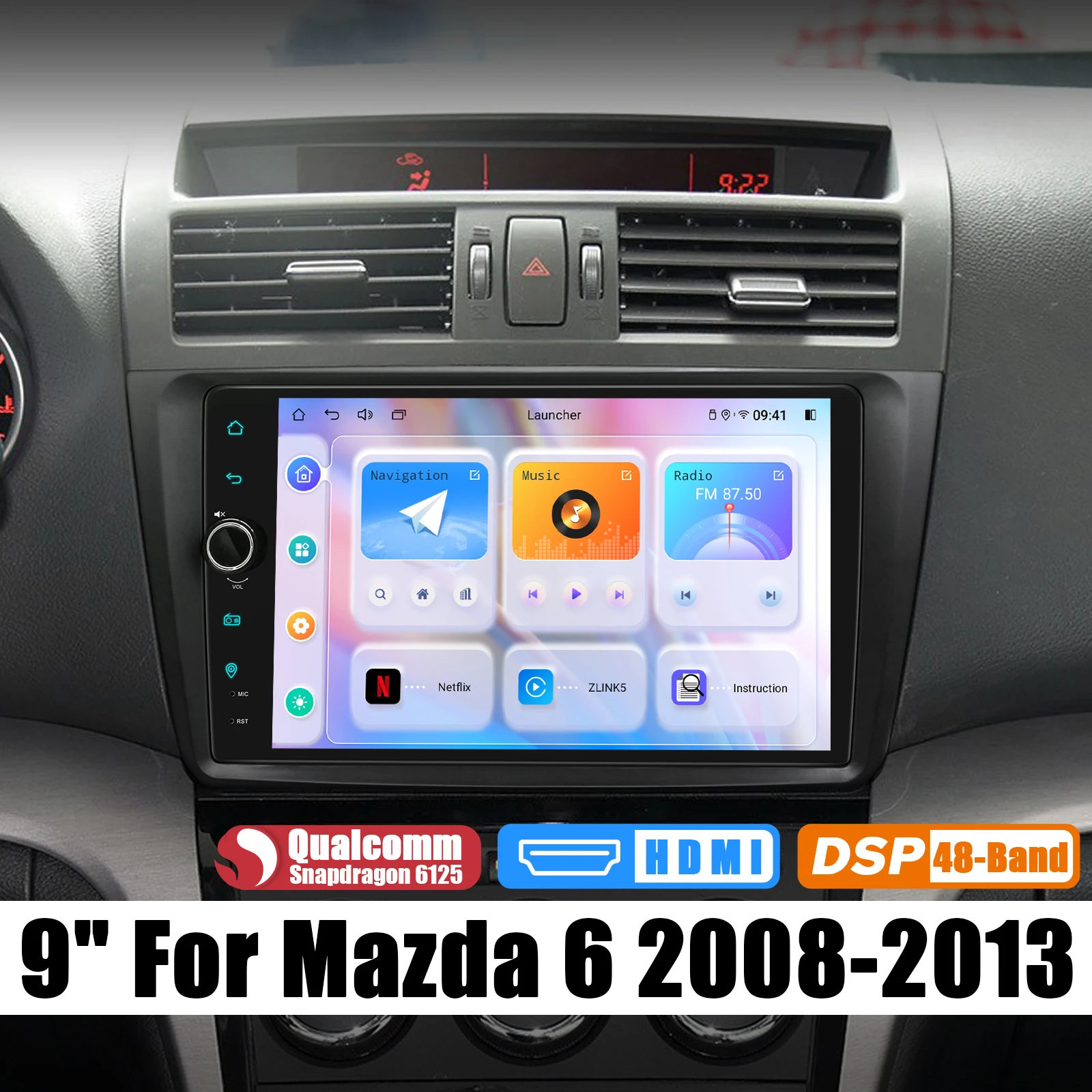 

Joying 9 "Android автомобильное стерео радио GPS-навигация с 4G модулем Carplay беспроводное подключение и воспроизведение для Mazda 6 2008-2013