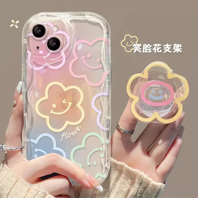 Pink Floral Chain Phone Case - Clear TPU Cover