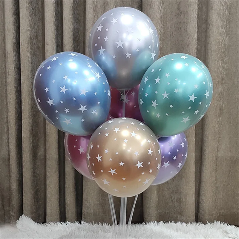thumbnail image 1 of Globo de metal con forma de estrella del cielo transparente impreso de 12 pulgadas, globo de doble capa, globo decorativo para bodas, Navidad, Año Nuevo, fiestas de cumpleaños, 1 of 4