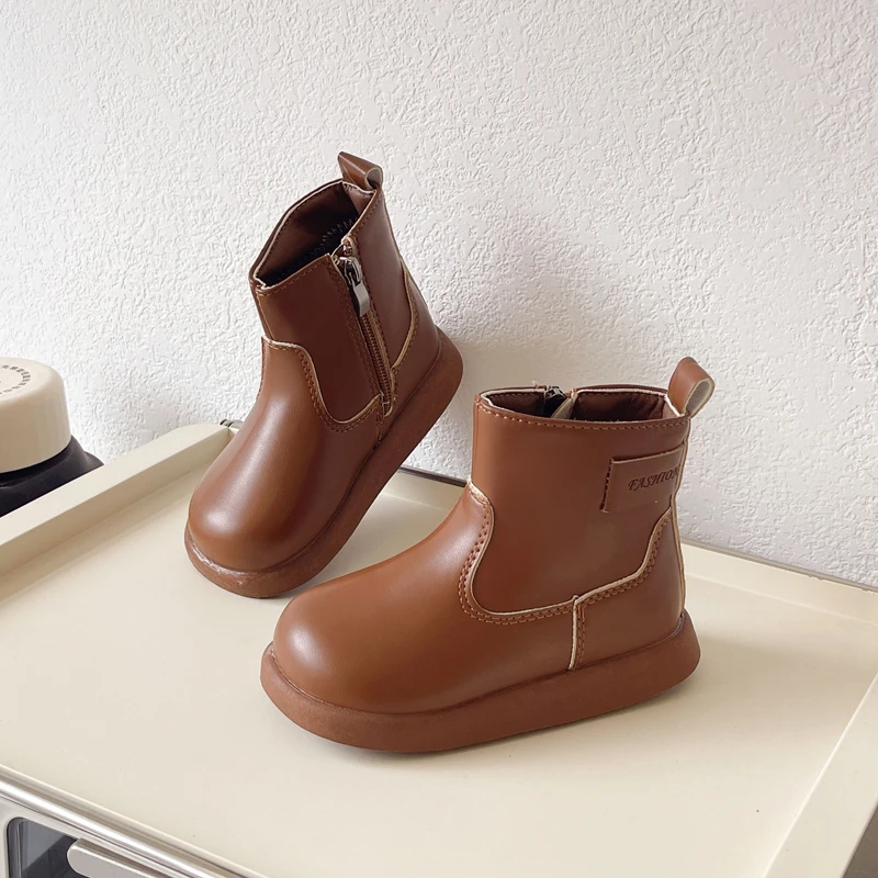 Leather Ankle Boots for Girls Winter School Shoes