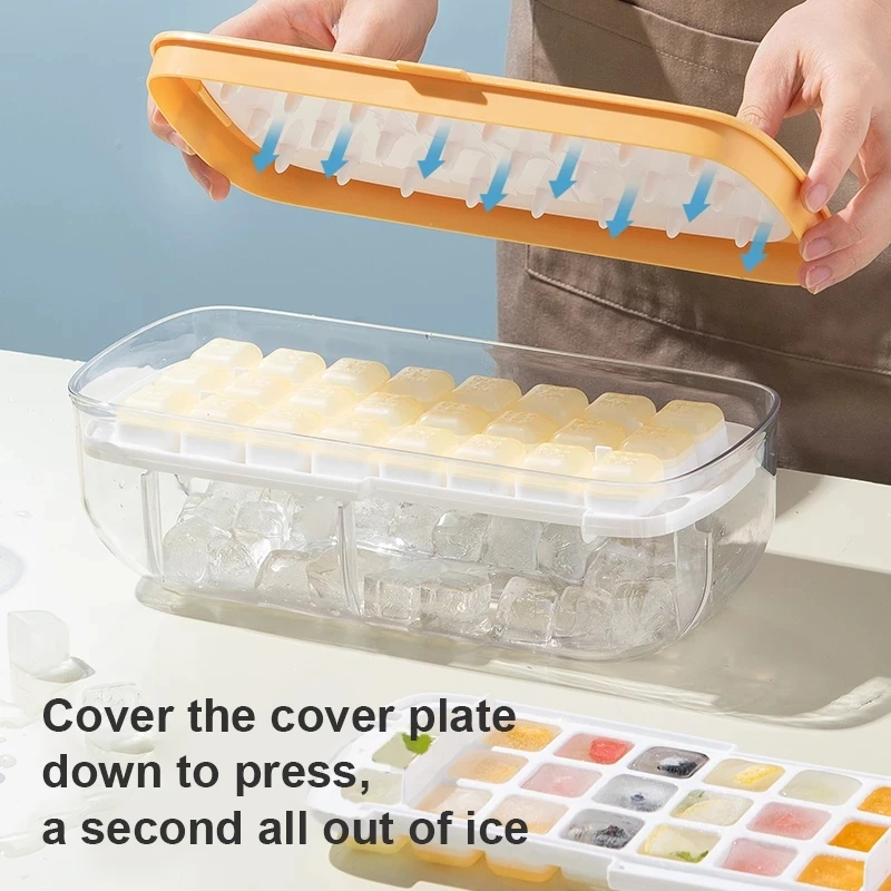 1set Round Ice Cube Trays With Lid & Bin, BPA Free Easy Release Ice Cube  Tray With Container