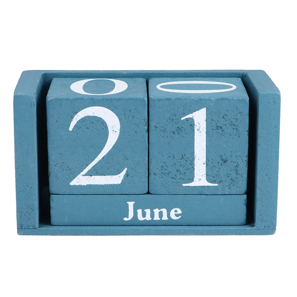 

Wooden Perpetual Calendar Cubes Spanish Desk Home Office Decoration Vintage
