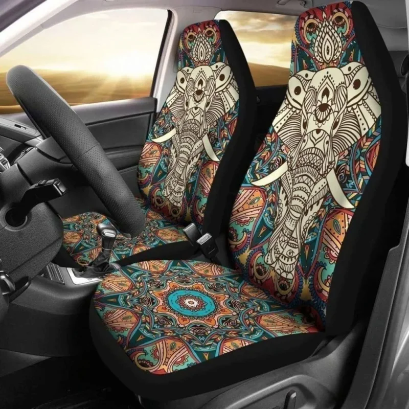 

Boho Elephant Car Covers Mandala Yoga Lover 202820,Pack of 2 Universal Front Protective Cover