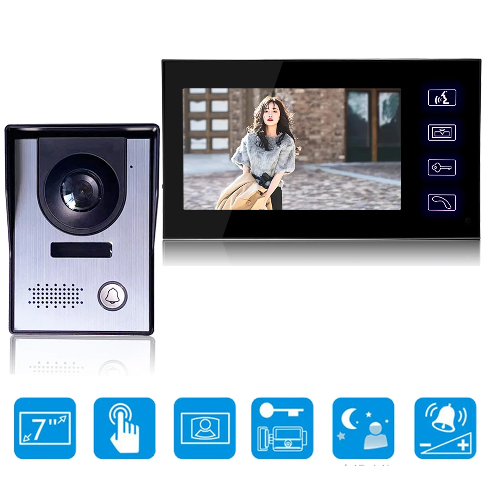 

SYSD Video Intercom 7'' Monitor Video Door Phone System Kit with IR Camera home wired Phone Doorbell