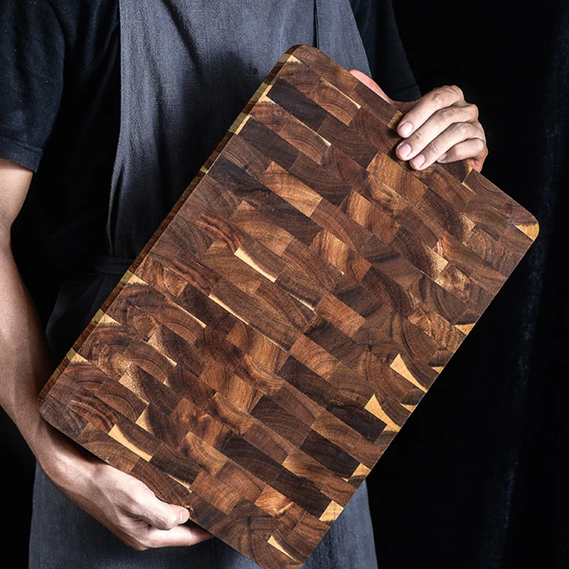Acacia wood Solid wood cutting board Home kitchenMold resistant and durable geometric grid splicing wooden cutting board