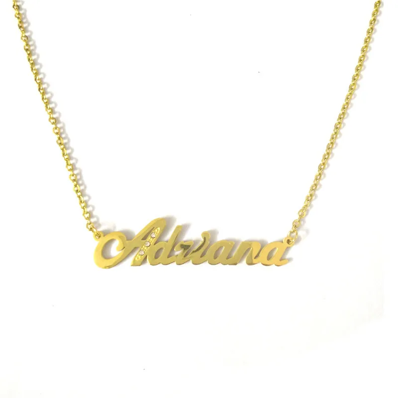 

FairLadyHood Adriana Name Necklace 316L Stainless Steel Custom Personalized Name Choker Gold Color Handwriting Signature