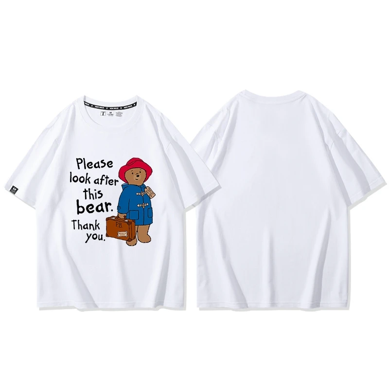 British Paddington Bear Men Women Loose Short Sleeve Shirt British Brown Vintage T-shirt Children's T-shirt Tops sportswear tshirt,motorcycle tshirt,children printed t shirt