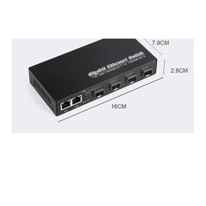 기가비트 SFP 미디어 컨버터 4 SFP - 2 RJ45 트랜시버 10/100/1000M 광섬유 스위치 EU PLUG-A86Z