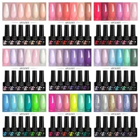 LILYCUTE 6Pcs/Set 7ML Gel DIY Nail Polish Bright Pink Semi Permanent Soak Off UV LED Gel Varnish Nail Art Design Manicure Kit 1