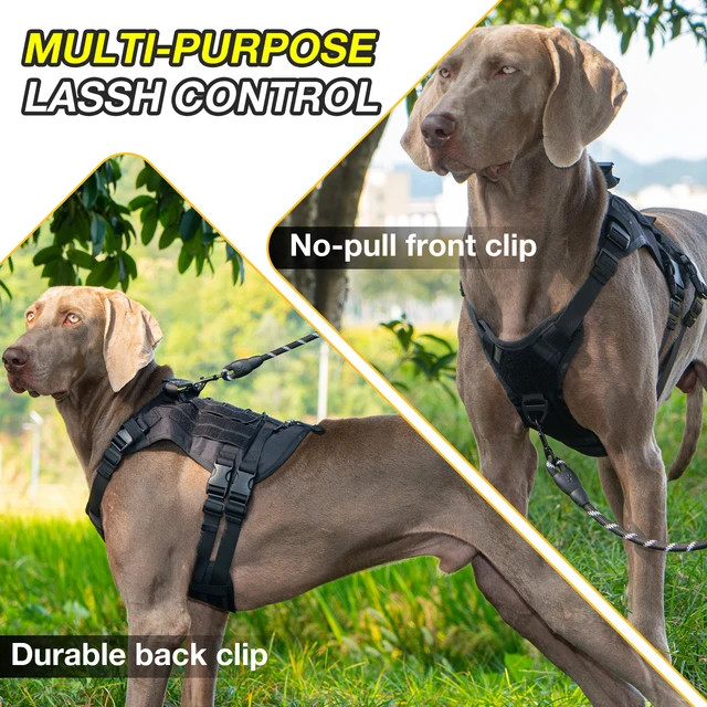 Tactical Chest Strap Large Dog Explosion proof Outdoor Anti slip Tank Top Pet Traction Dog Harness Reinforcement Loop Dog Walkin 4
