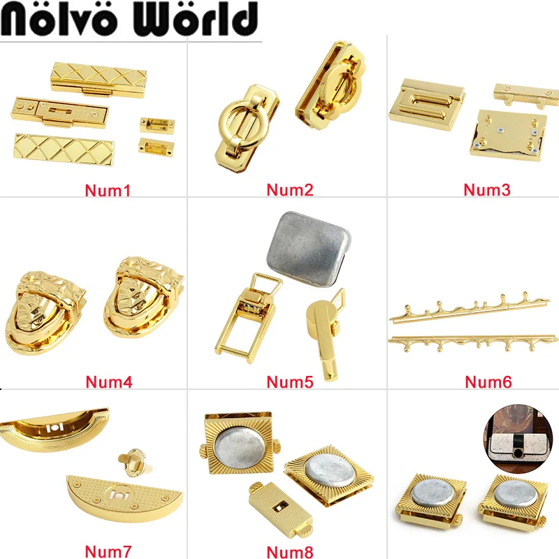 K Gold Rectangular Metal Magnetic Clasp Locks For Bags Handbag Purse Luggage Push Lock Closure Buckles DIY Hardware Accessories 10 pieces high quality press lock metal clasps for leather bags handbag purse accessories lock closure hardware accessories