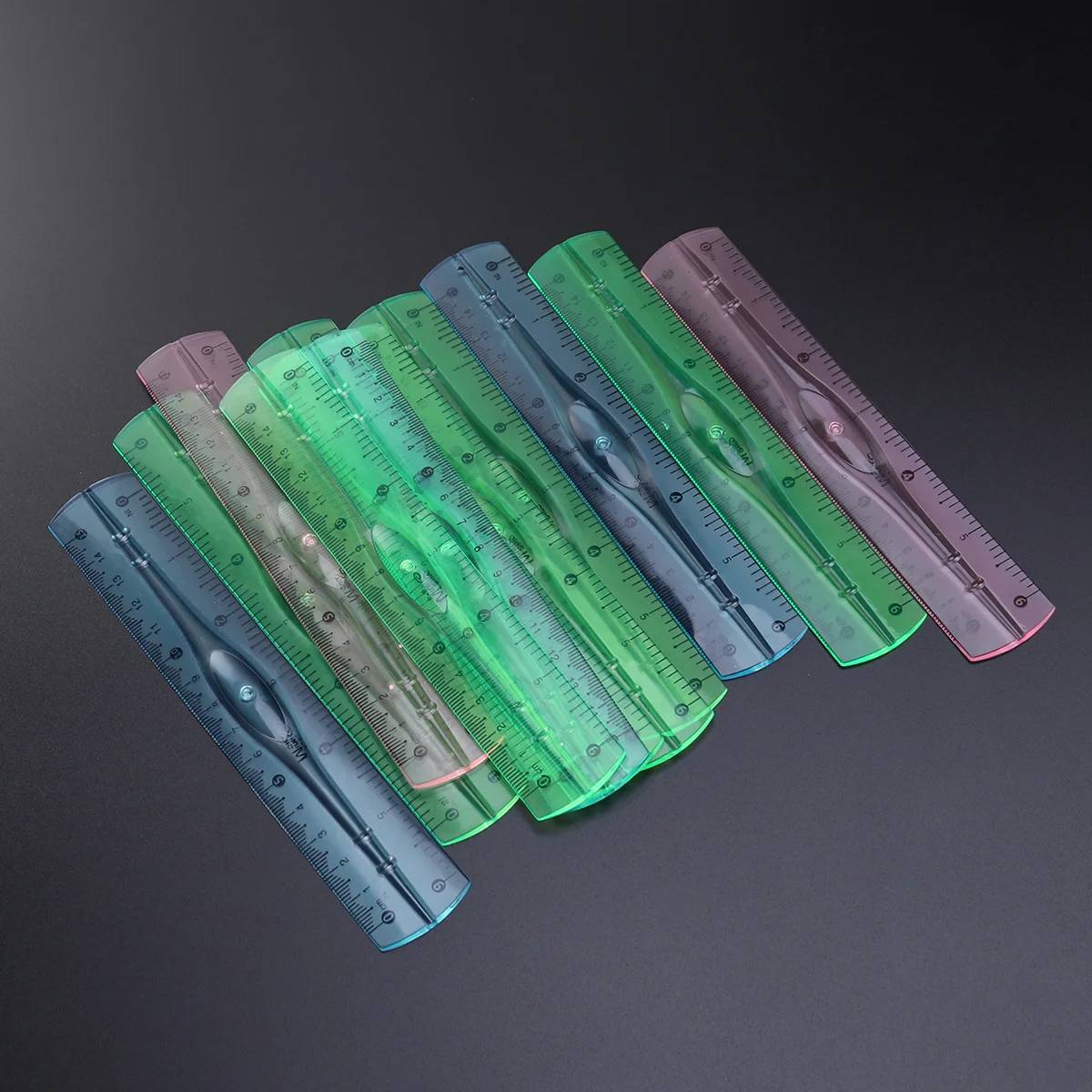 12 Pcs Precision Office Student School Supplies Folding Ruler Measuring Rulers Transparent