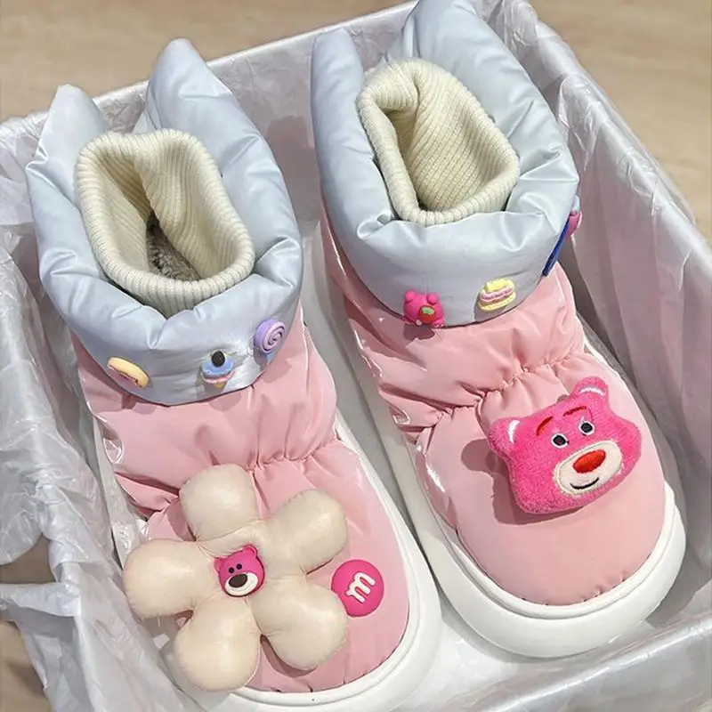 

New Cartoon Miniso Lotso Cotton Shoes Kawaii Autumn Winter Thick Sole Keep Warm Thicken Fashion Girl Heart Cute Outdoor Shoes