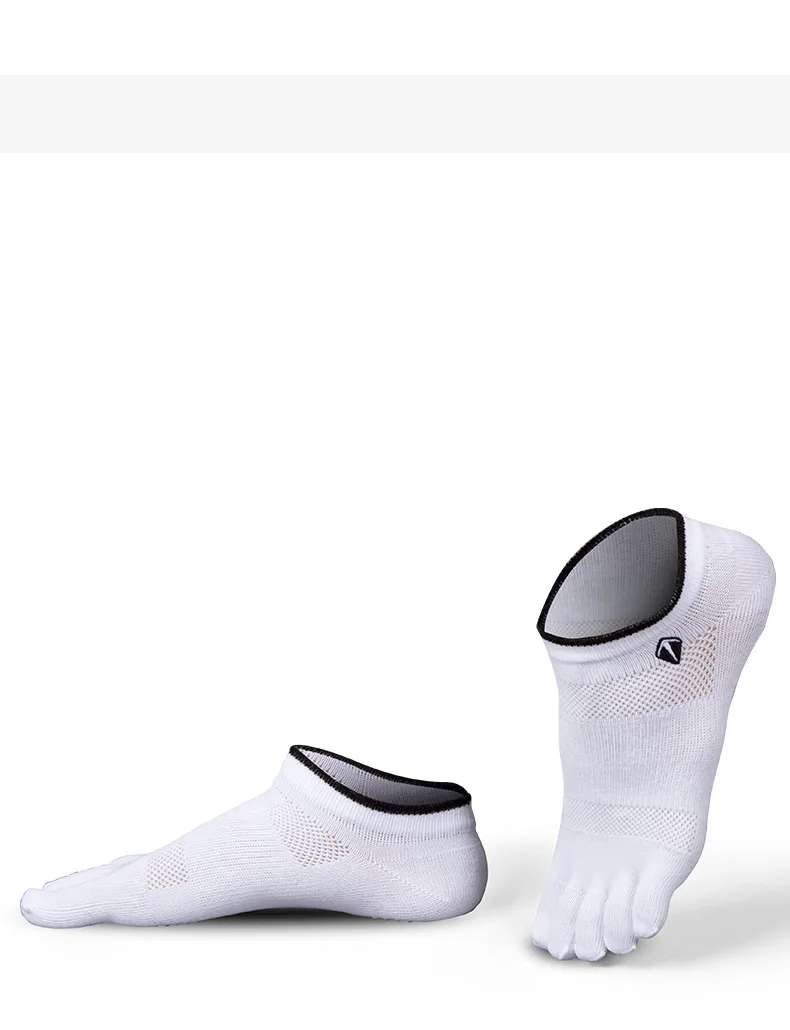 1 Paar Herren-Sportsocken mit fünf Zehen, schwarz, weiß, rutschfest, atmungsaktiv, Coolmax, schnell trocknend, schweißableitend, elastisch, Radsocken – Detail 2