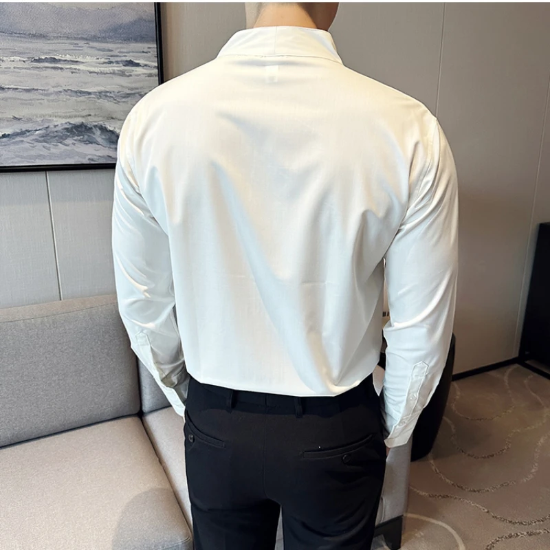 Camicia in lino da uomo, tinta unita, vestibilità normale, con mezza abbottonatura, per il tempo libero, con colletto classico, a maniche lunghe, da lavoro, traspirante, per attività all'aria aperta