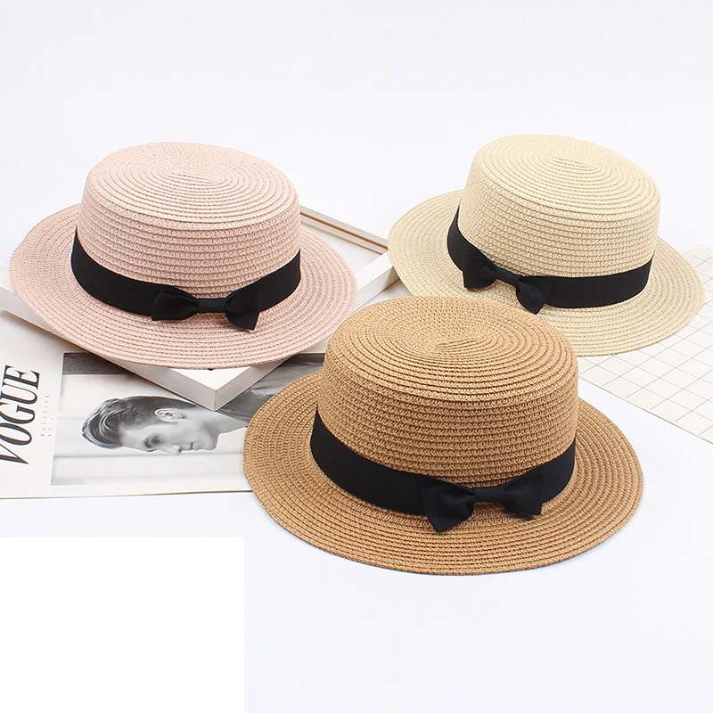 

Summer Hats For Women Sun Hat Beach Ladies Fashion Flat Brom Bowknot Panama Lady Casual Sun Hats For Women Straw Hat