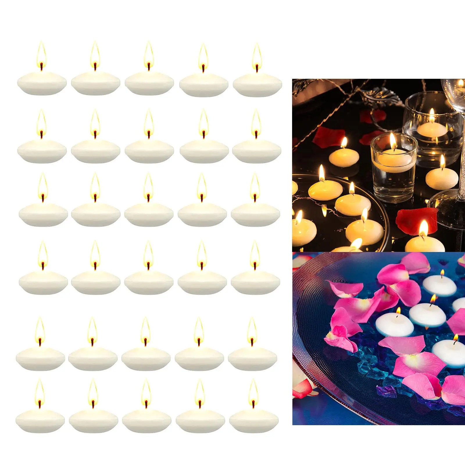 https://ae01.alicdn.com/kf/Sa49fe10163af4a70a2c7b6d47006b41f4.jpg 30Pcs Romantic Unscented Floating Candles DIY Round Decor Party Supplies for Dinners Anniversary Weddings Valentines Events