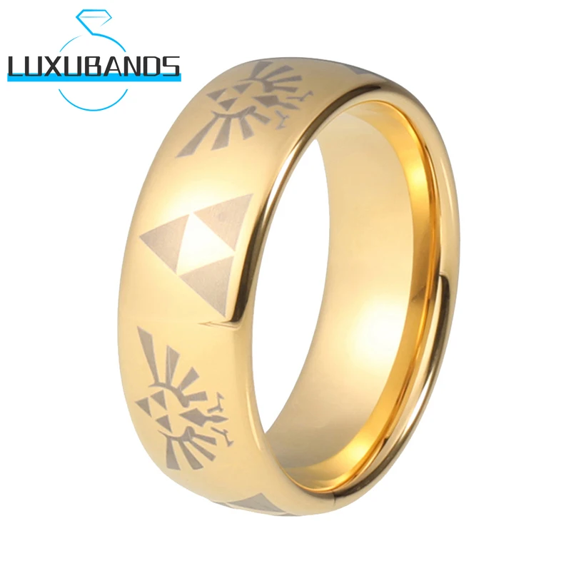 

Gold Blue Tungsten Carbide Ring Custom Egypt Engraving Rose Black For Women Men Domed 8mm Polished Finish Fashion Comfort Fit