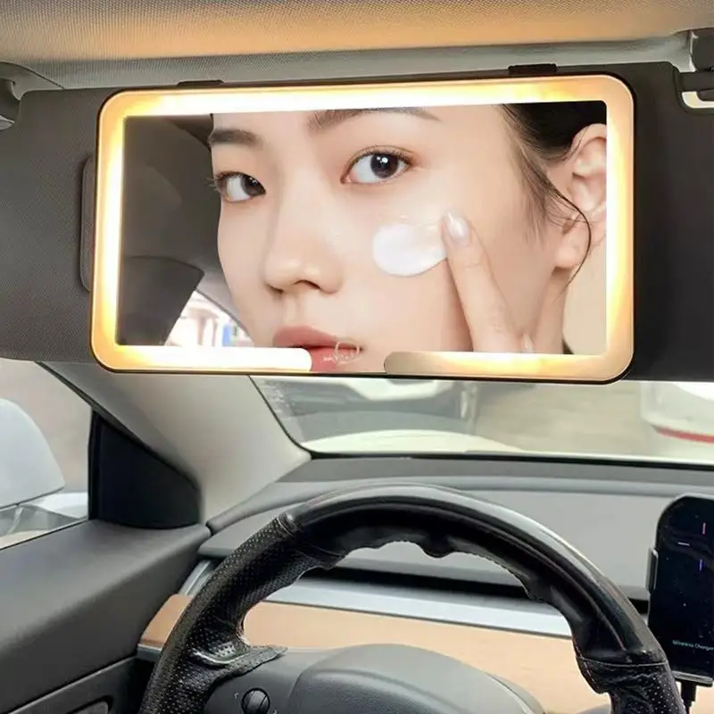 자동차 선 바이저 화장대 거울, 조정 가능한 터치 스크린, 3 가지 조명 모드, 메이크업 자동차 인테리어 액세서리